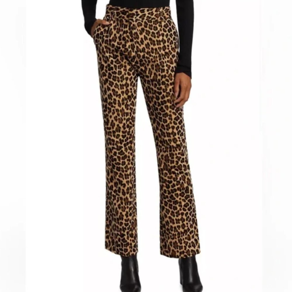 Frame Denim Leopard Print Boot Cut Pants